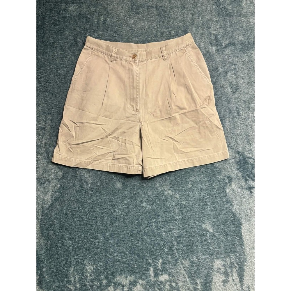 Lauren Ralph Lauren Womens 6 Tan Khaki Pleated Chino Shorts 100% Cotton FLAW